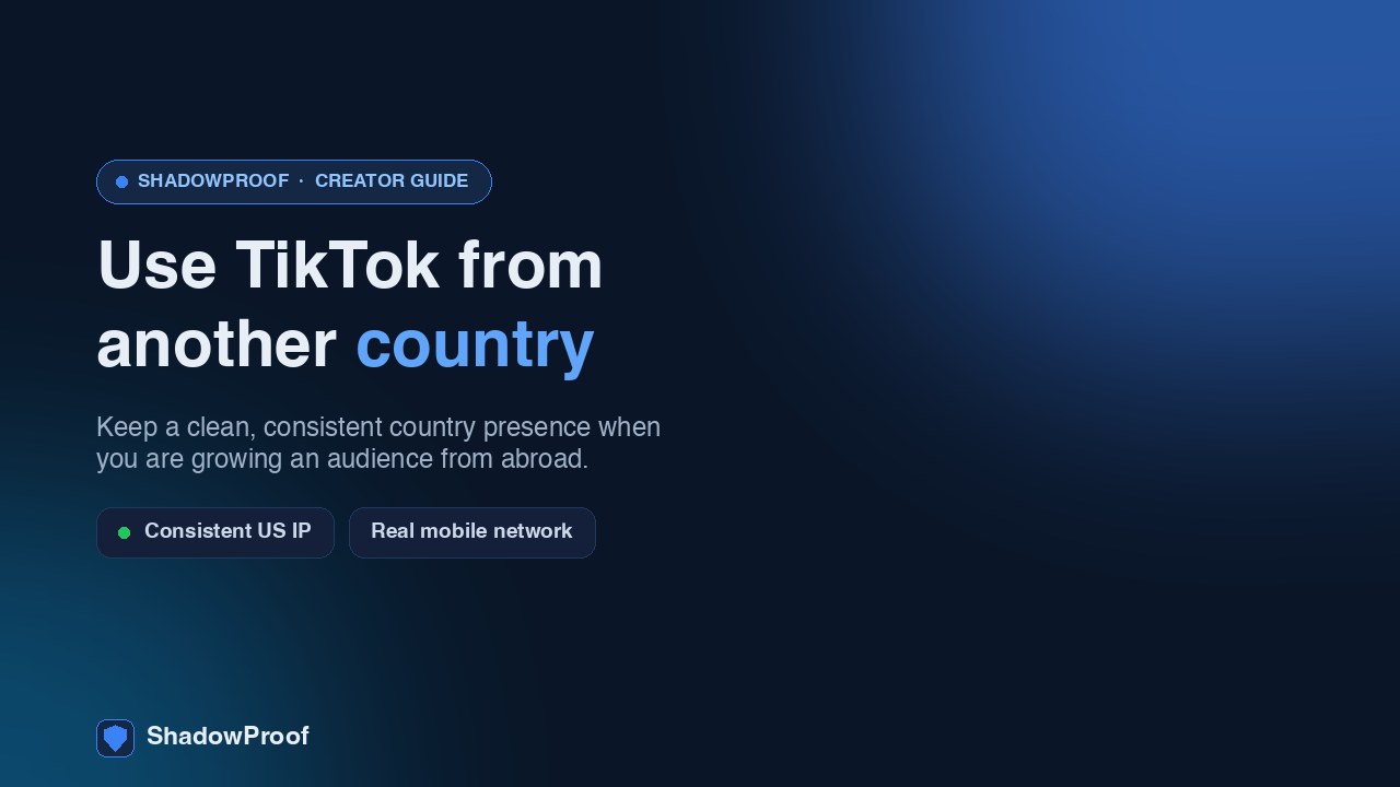 Phone showing TikTok next to a world map with a pin on the United States